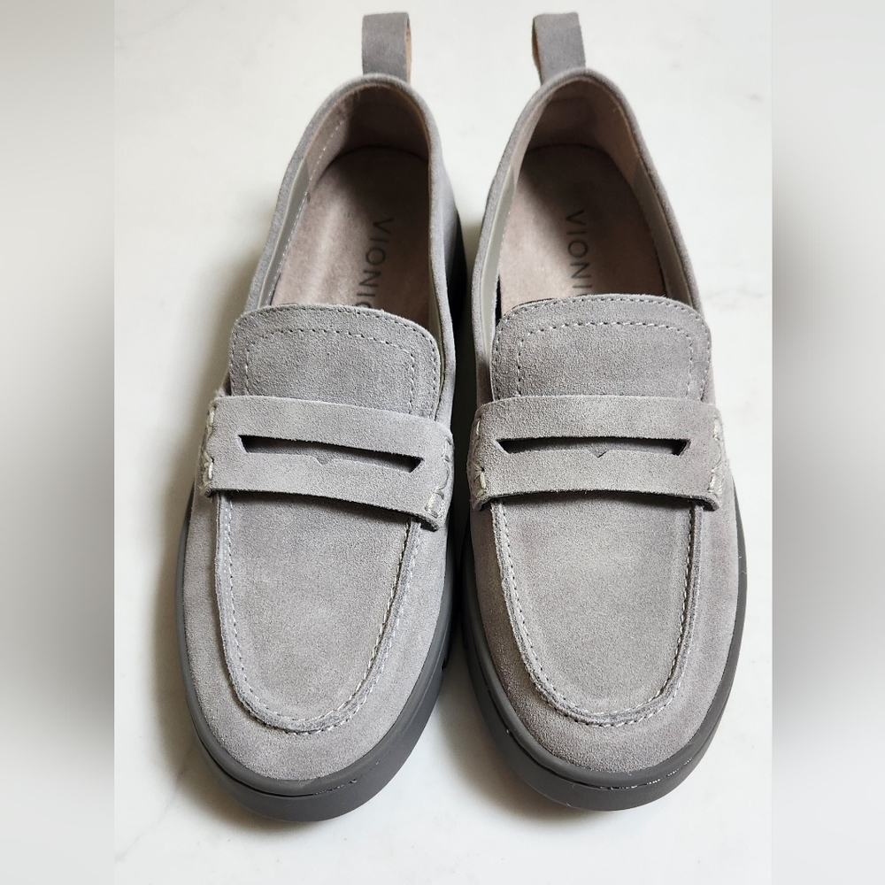Vionic Gray Slip-On Loafers with Suede Finish